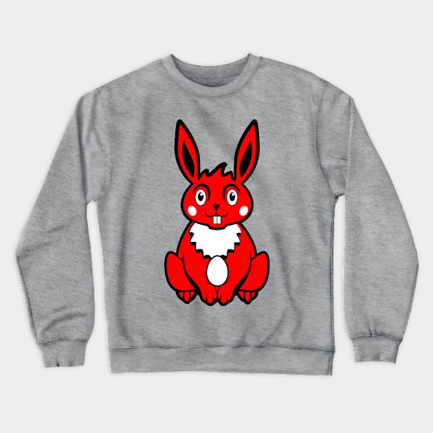 Red Colored Easter Bunny Crewneck Sweatshirt by MonkeyBusiness